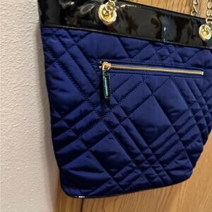 Talbots Navy Quilted Shoulder Bag with Black Trim